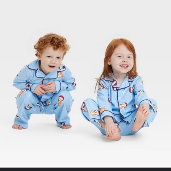Infant - Toddler Unisex 2pc Bluey Christmas Flannel Pajama Set - Blue - Picture 1 of 7